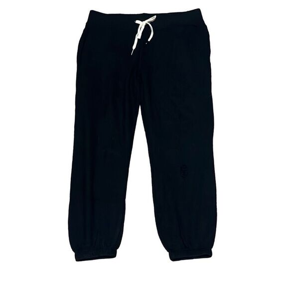 n:philanthropy Womens Large Distressed Jogger Sweatpants Black Pockets NWT - Picture 2 of 10